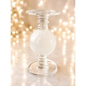 Richland Pillar Candle Holder features a unique mercury Hand blown Glass